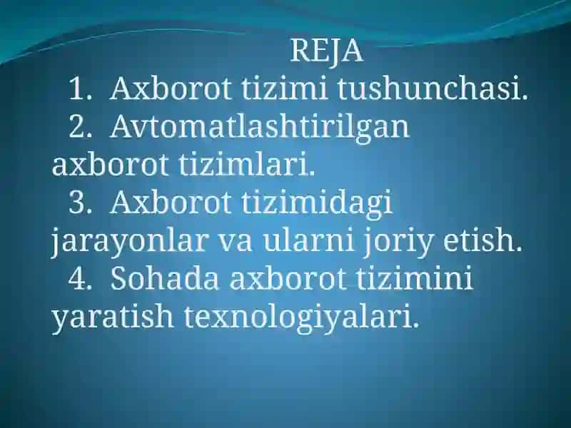 Texnik tizimlarda axborot texnologiyalari 2