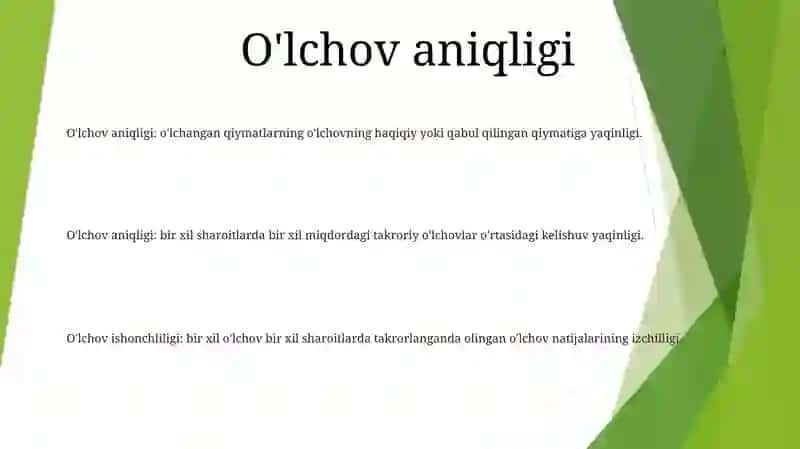 OʻLchash Natijalarini Sifat Mezonlari 2