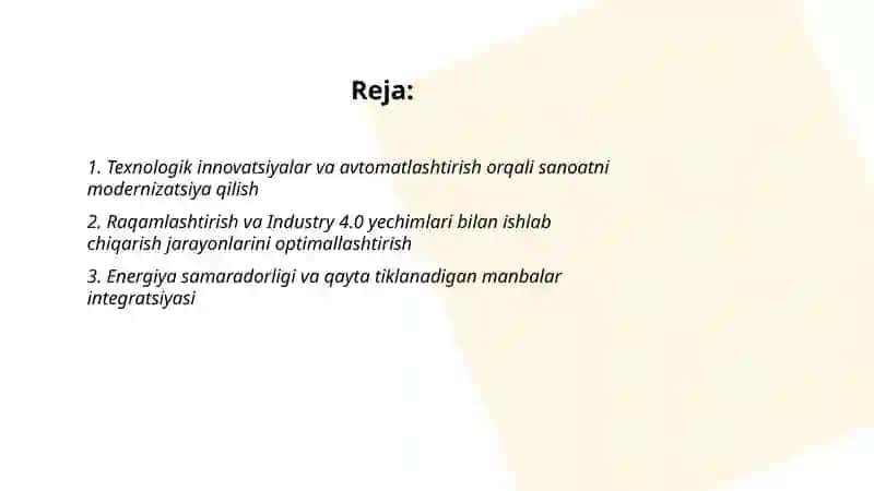 Oziq ovqat sanoatining oʻzgarishining yoʻllar va usullari 2