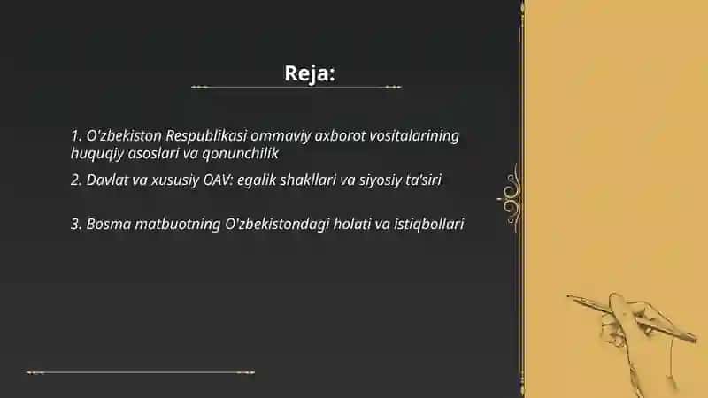 O'zbekiston Respublikasining ommaviy axborot vositalarini faoliyati 2