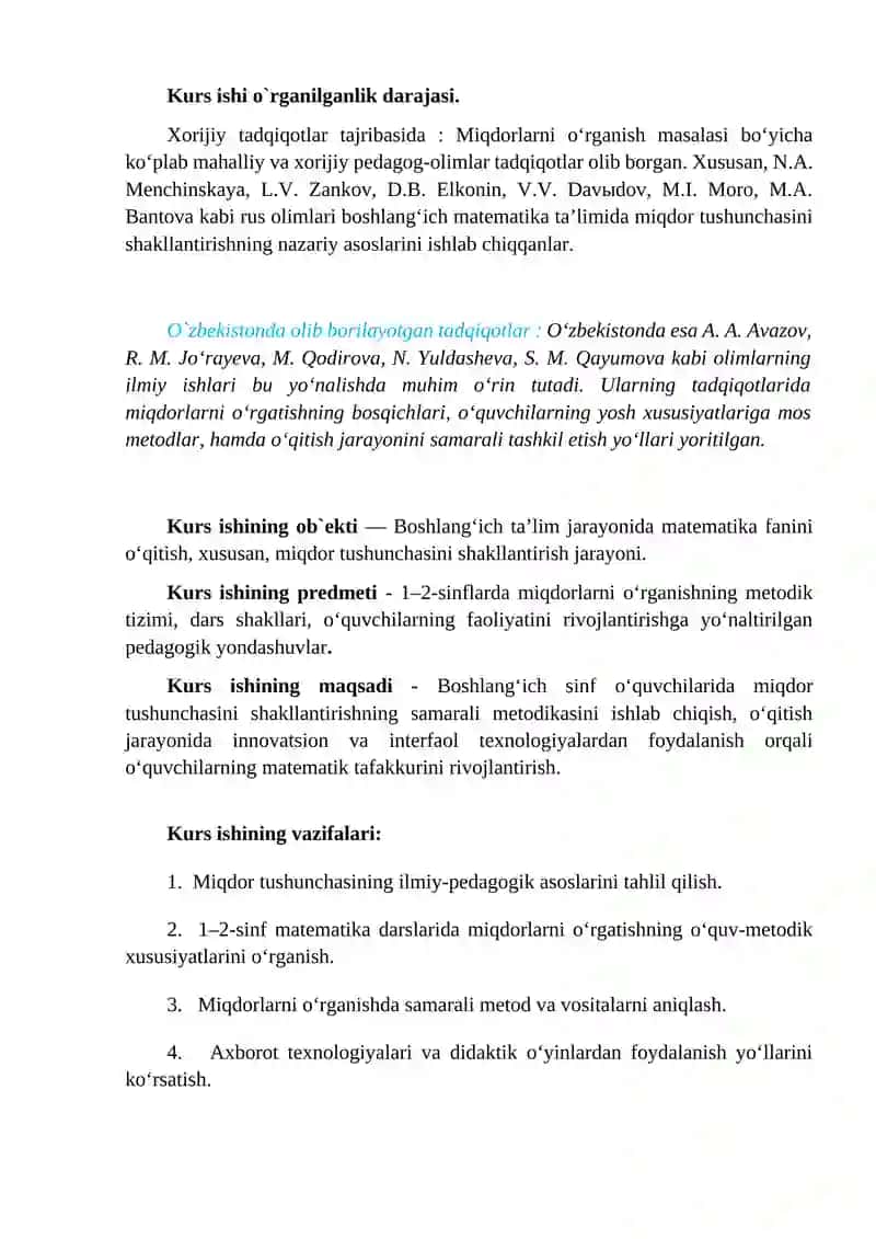 MIQDORLARNI O`RGANISH METODIKASI ( 1-2-SINF ) 2