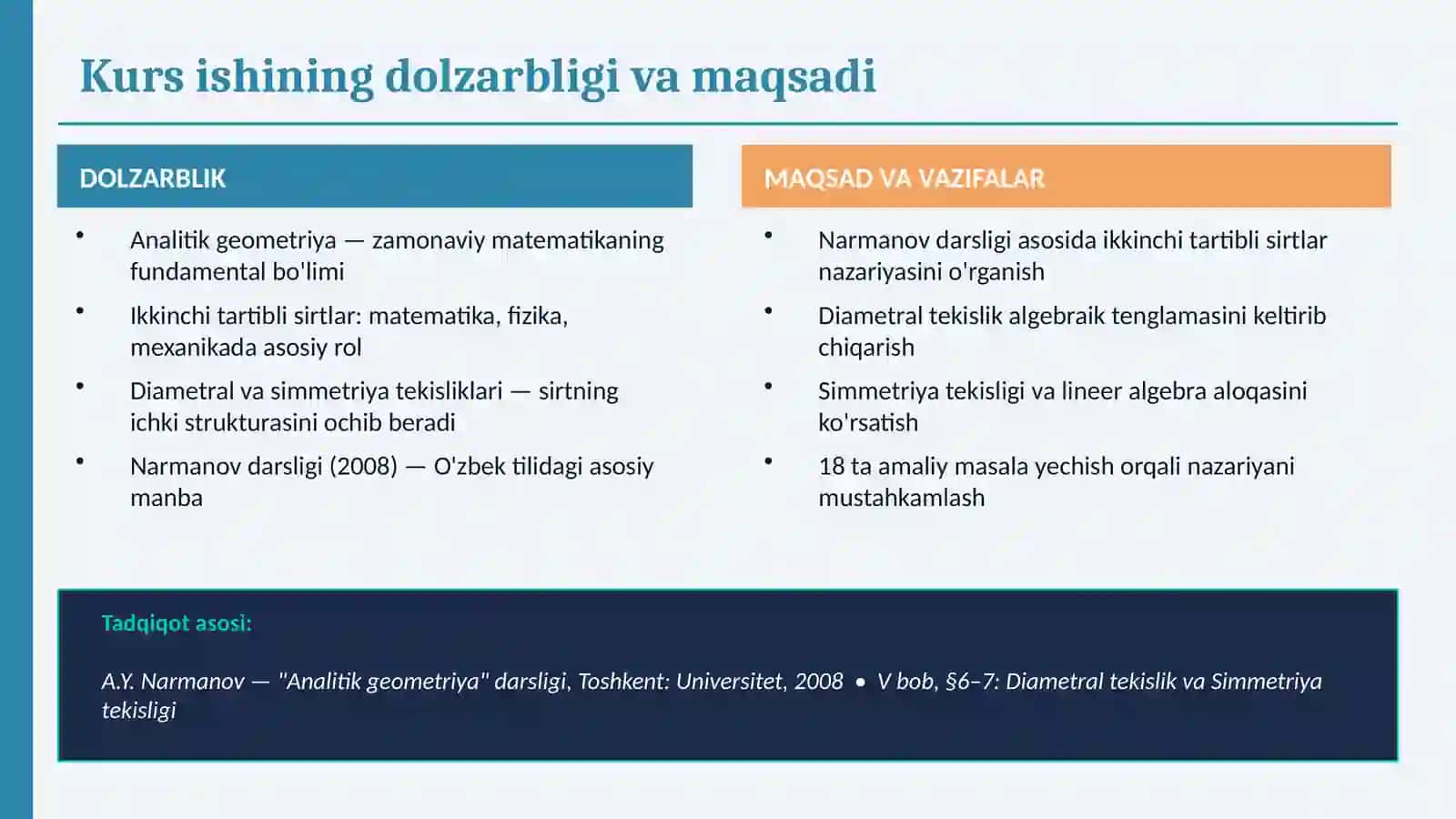 Ikkinchi tartibli sirtning diametral tekisligi va simmetriya tekisligi 2