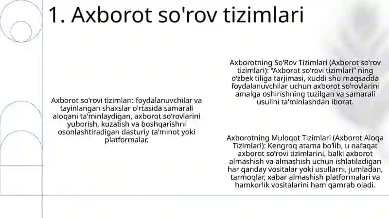Axborotning SoʻRov Tizimlari 2