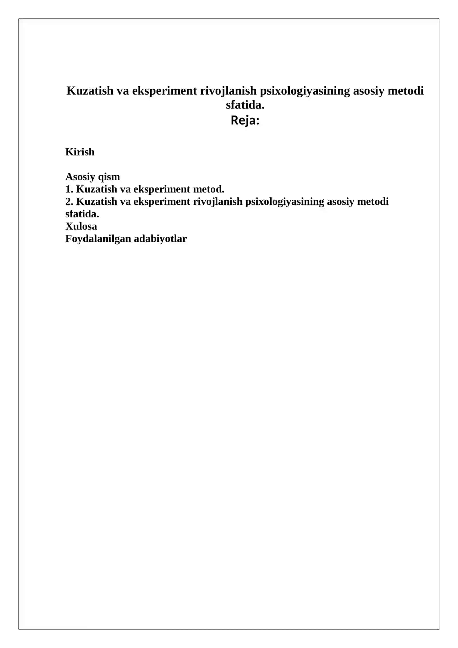 Kuzatish va eksperiment rivojlanish psixologiyasining asosiy metodi sfatida 2