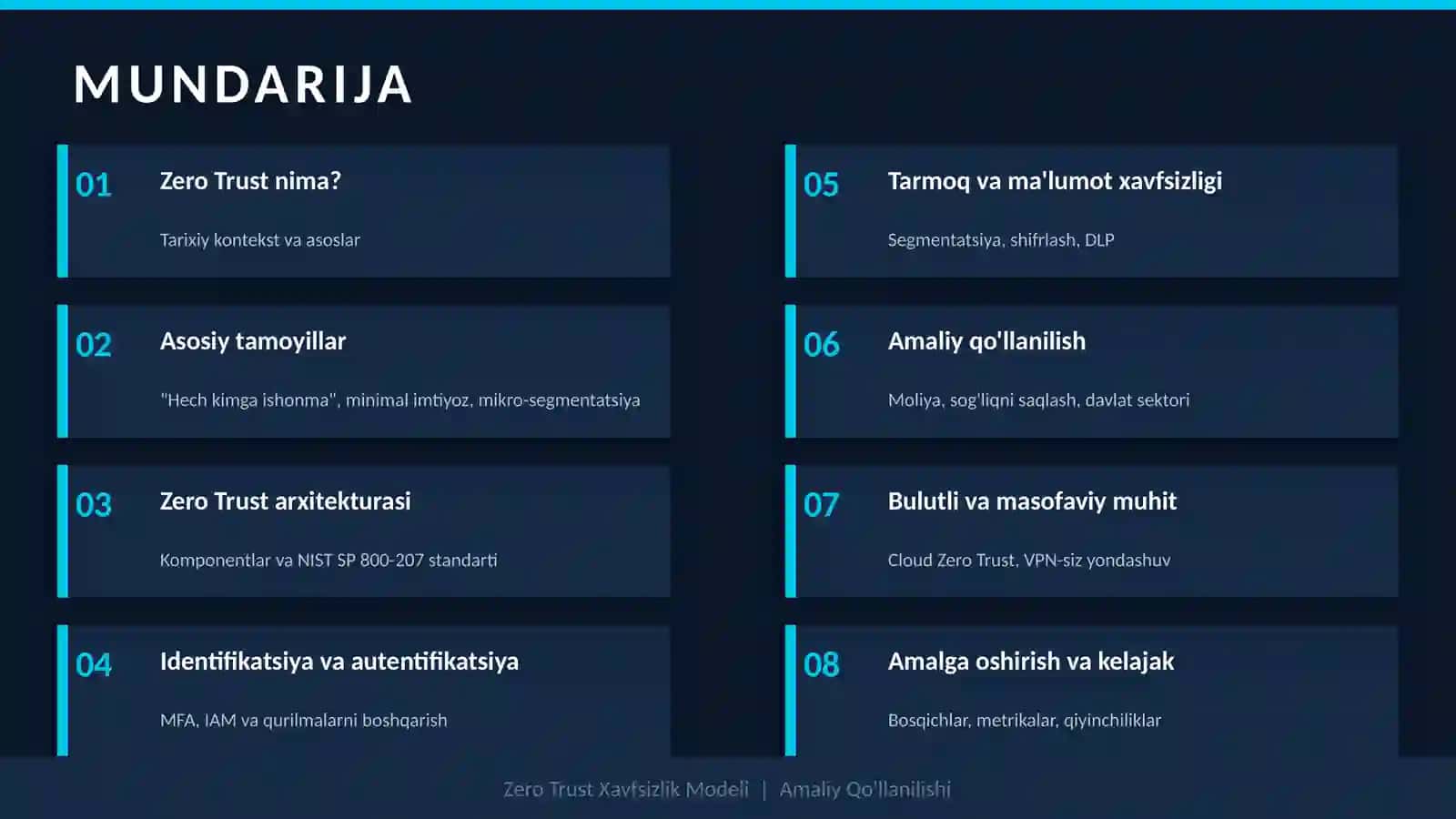 ZeroTrust xavfsizlik modeli va uning amaliy qo'llanilishi 2