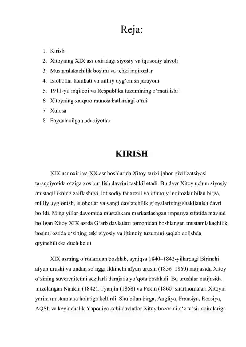 XIX asr oxiri – XX asr boshlarida Xitoy. 2