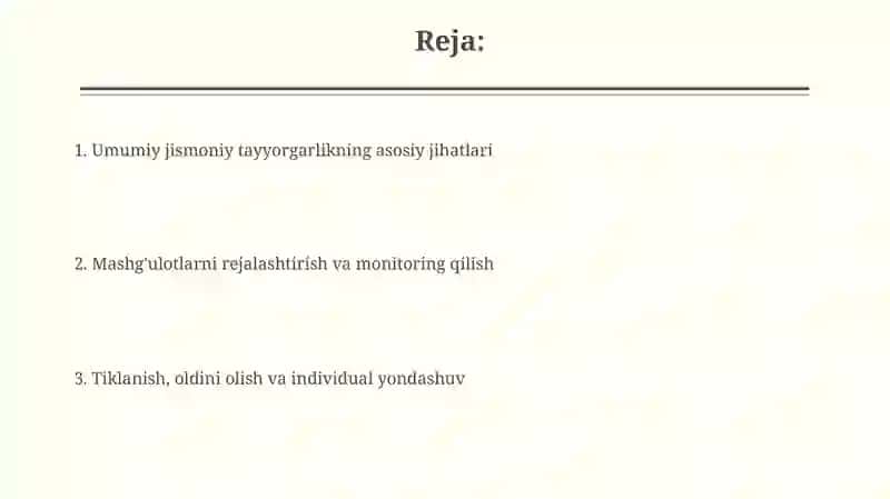 Umumiy jismoniy tayyorgarlik 2