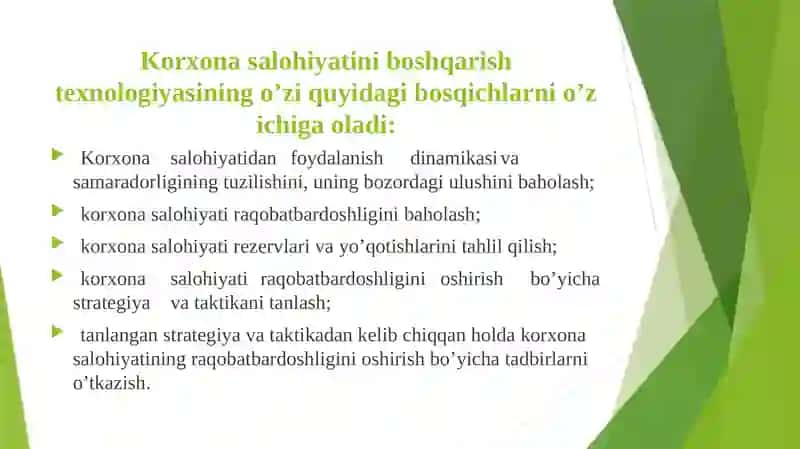 Korxona qudratini boshqarish 2