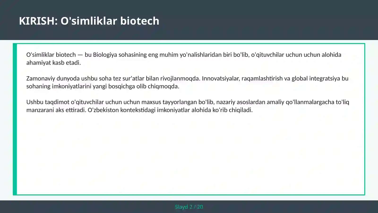 O'simliklar biotech 2