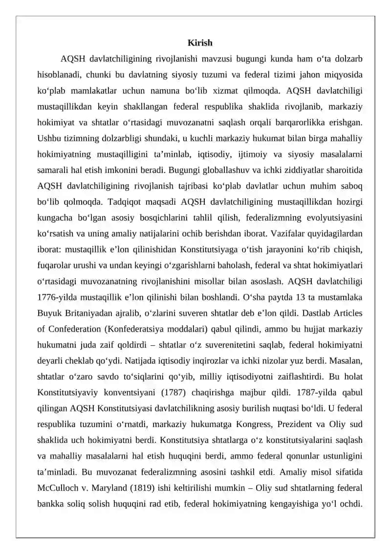 AQSH davlatchiligining rivojlanishi 2