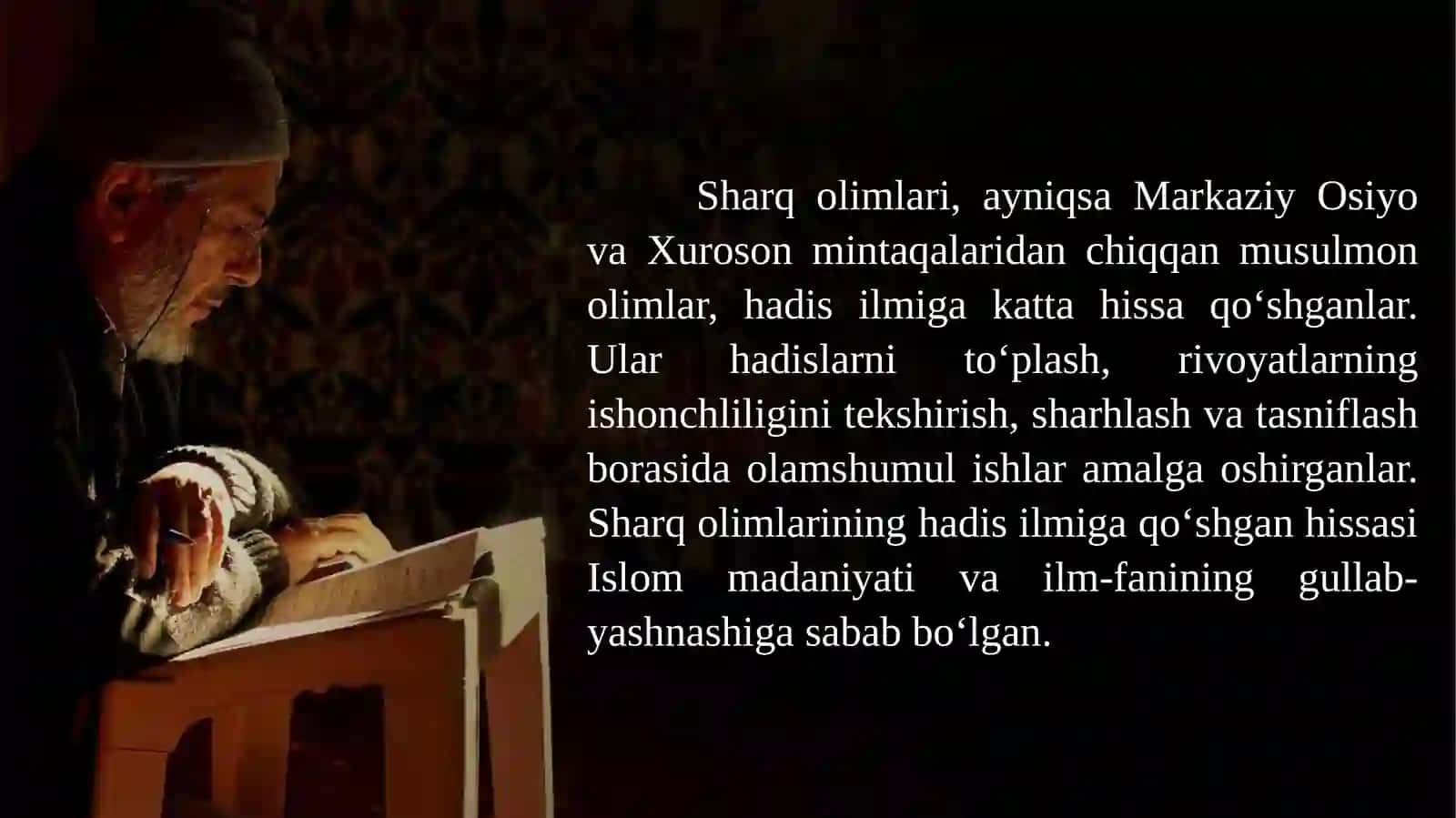 SHARQ OLIMLARINING HADIS ILMI RIVOJIGA QO’SHGAN HISSASI 2