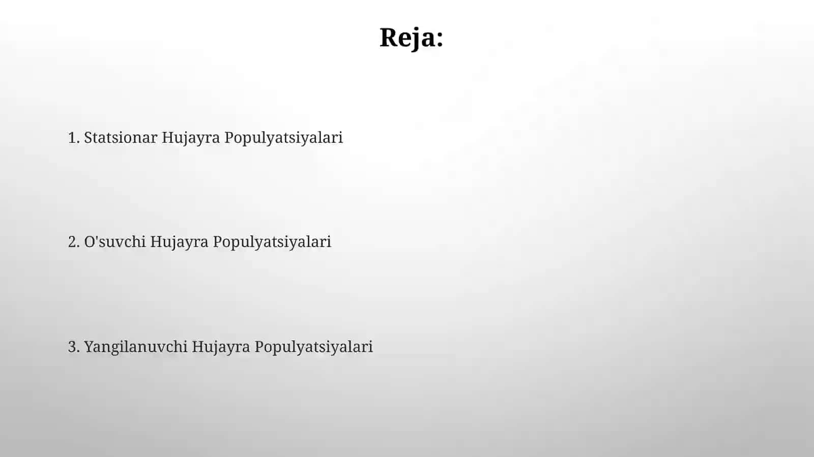 Yangilanuvchi Hujayra Populyatsiyalari 2