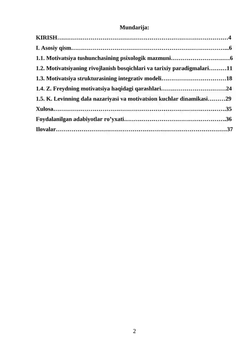 Mativatsiyaning psixologik nazariyalari 2