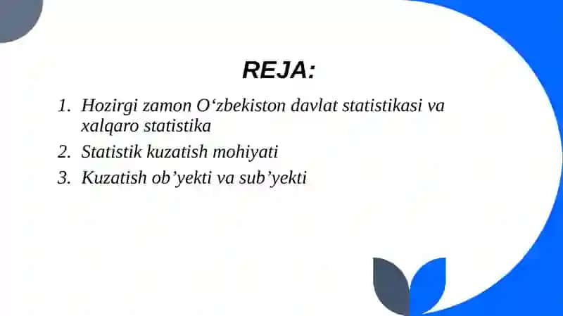 Statistik kuzatish uslubiyati 2