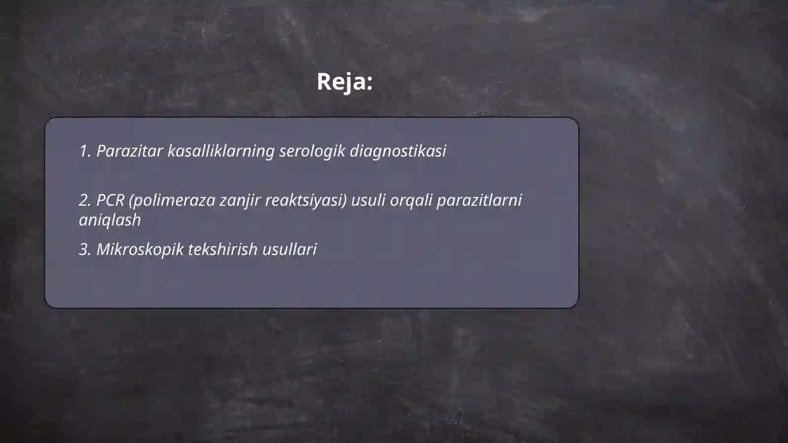 Parazitar kasalliklarning diagnostika usullari 2