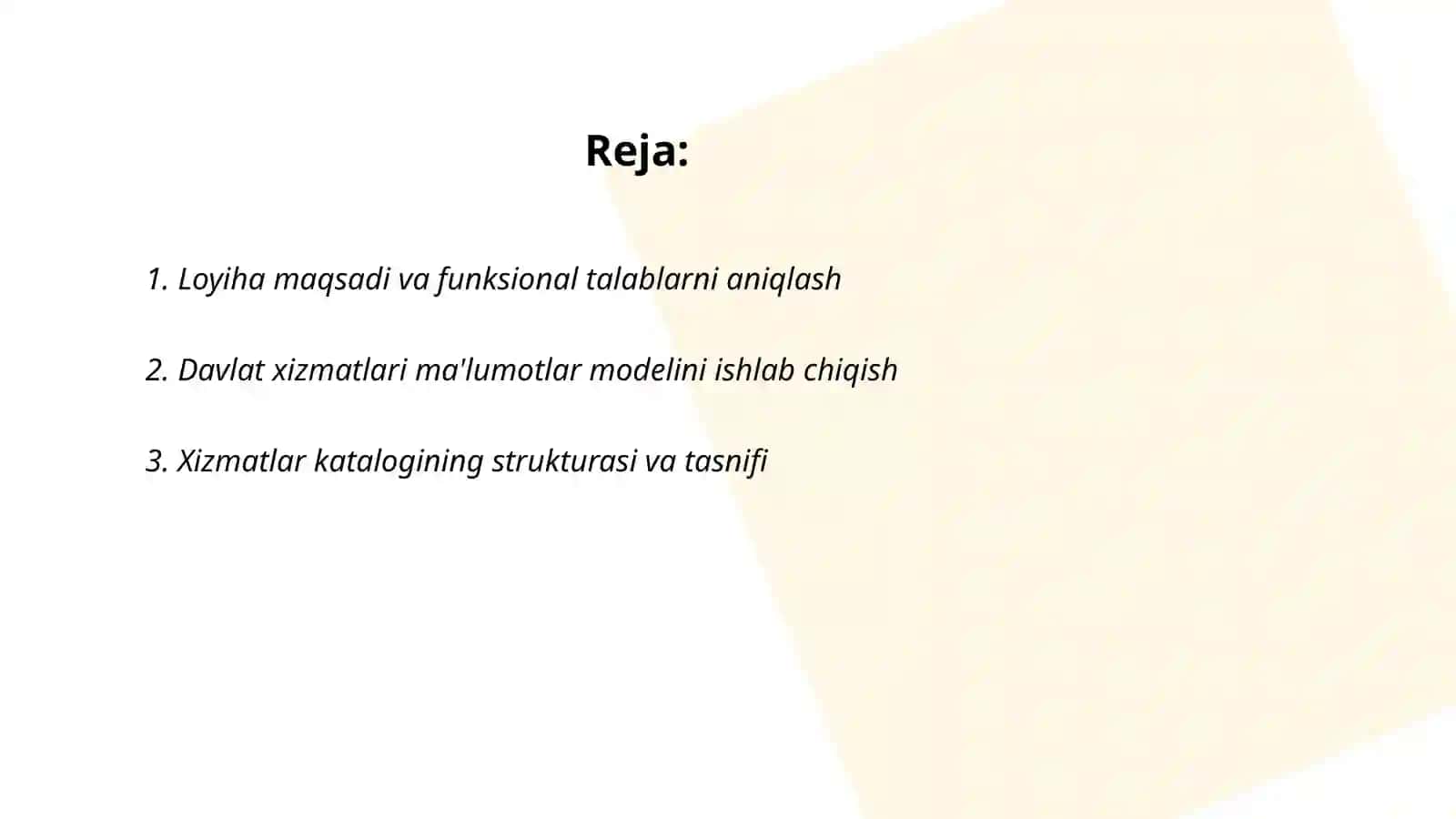 Davlat xizmatlari bazasini yaratish 2