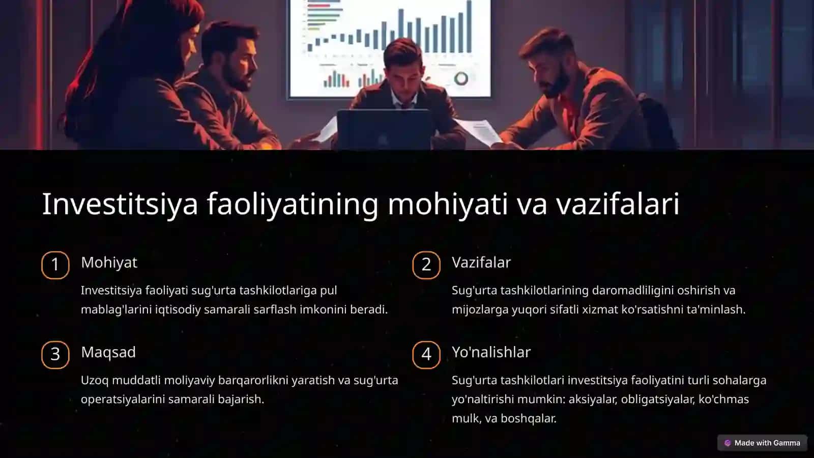 Sug'urta tashkilotlarida investitsiya faoliyati 2