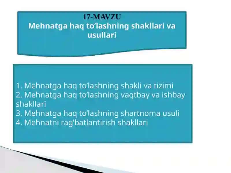 Mehnatni tashkilotish va me'yorlash 2