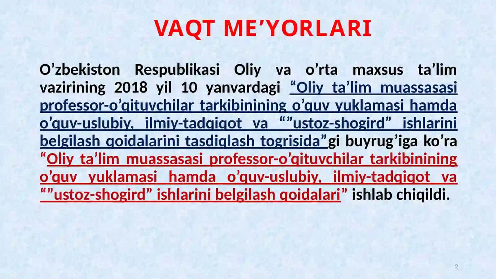 Oliy ta’lim muassasasi professor-o’qituvchilari 2