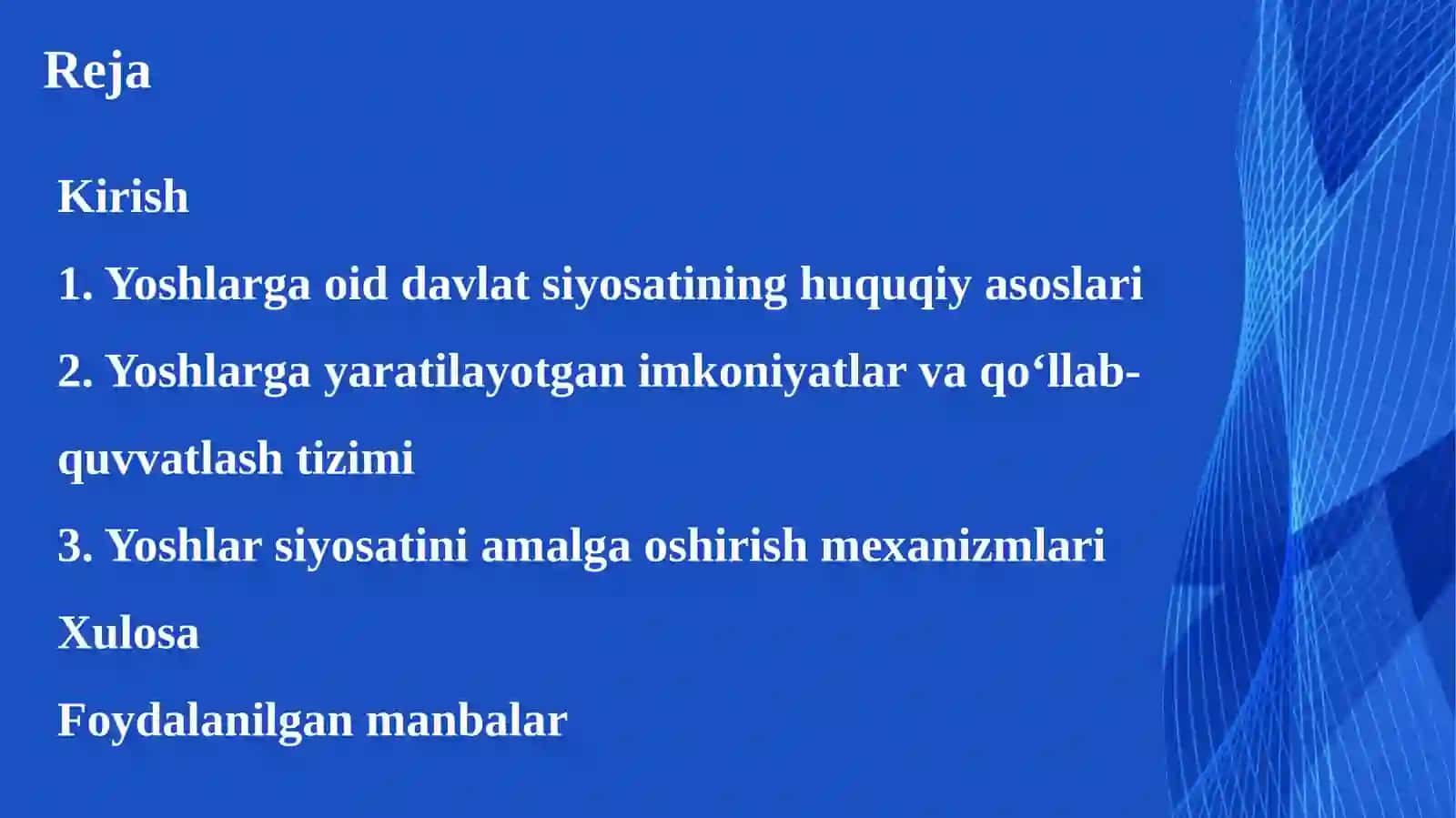O’zbekiston Respublikasining yoshlarga oid siyosati 2