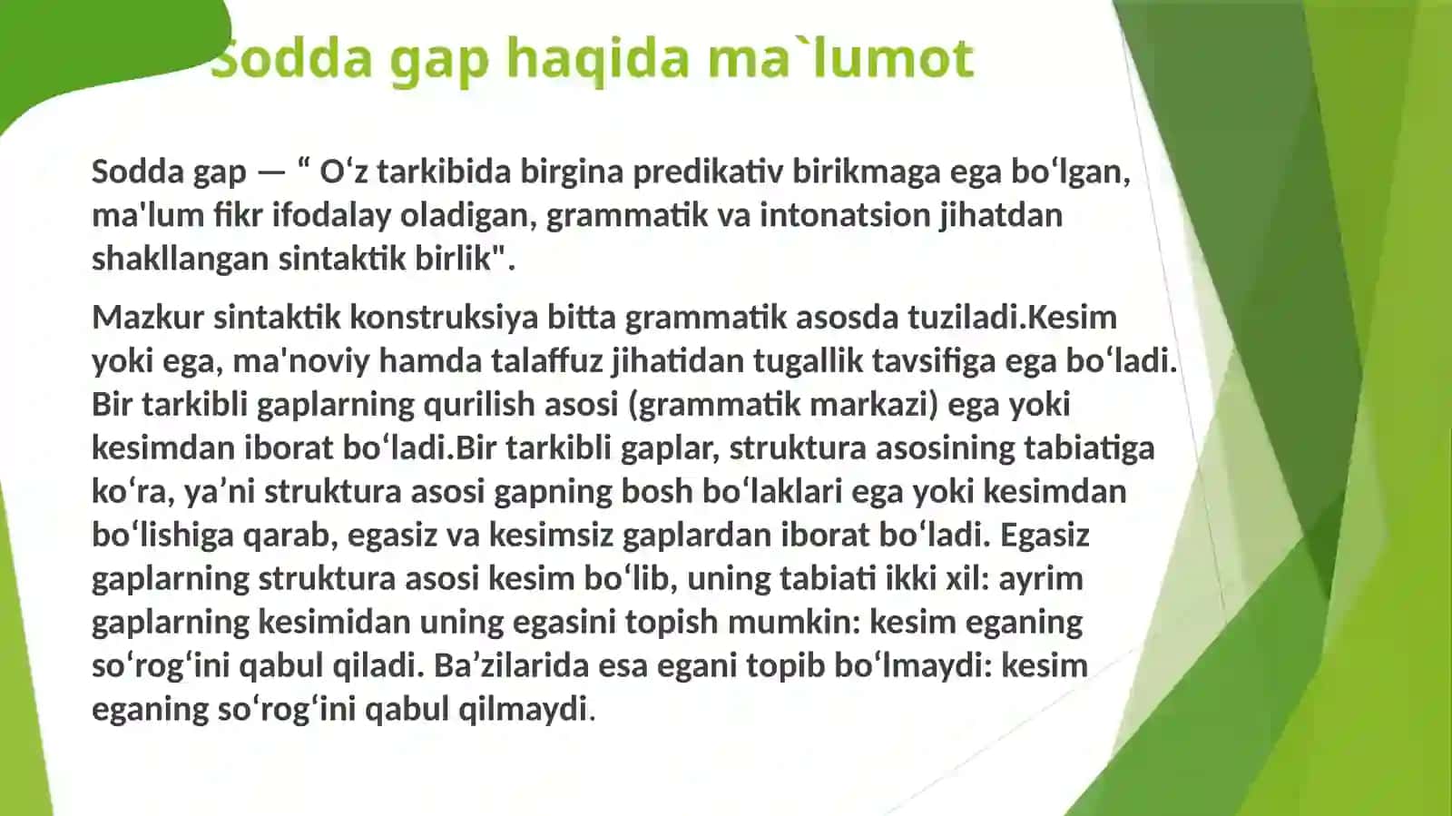 Sodda so`zlarning uslubiy imkoniyatlari 2