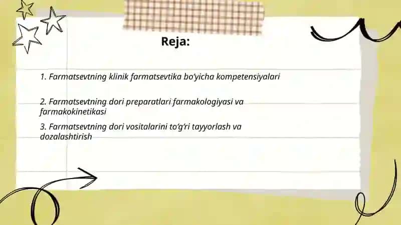 Farmatsevtning klinik farmatsevtika bo‘yicha kompetensiyalari 2