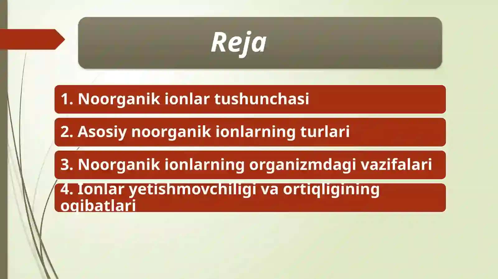 Noorganik ionlar,ularning funksiyalari 2