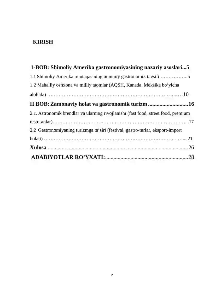 Shimoliy amerika gastronomik holati 2