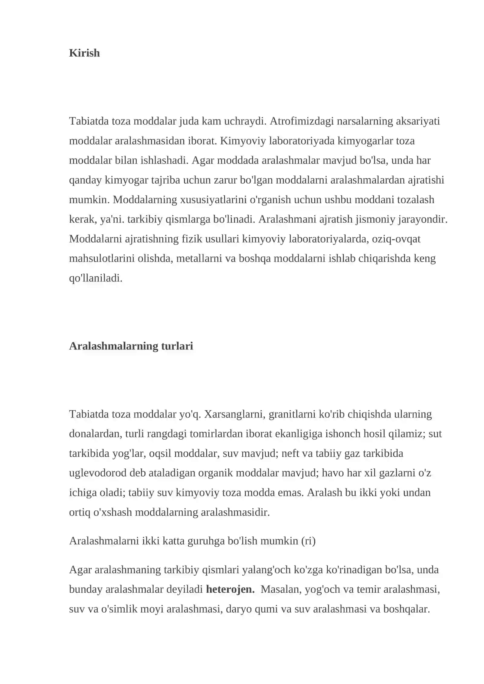 Aralashmalarni tozalash va ajratish usullari 2