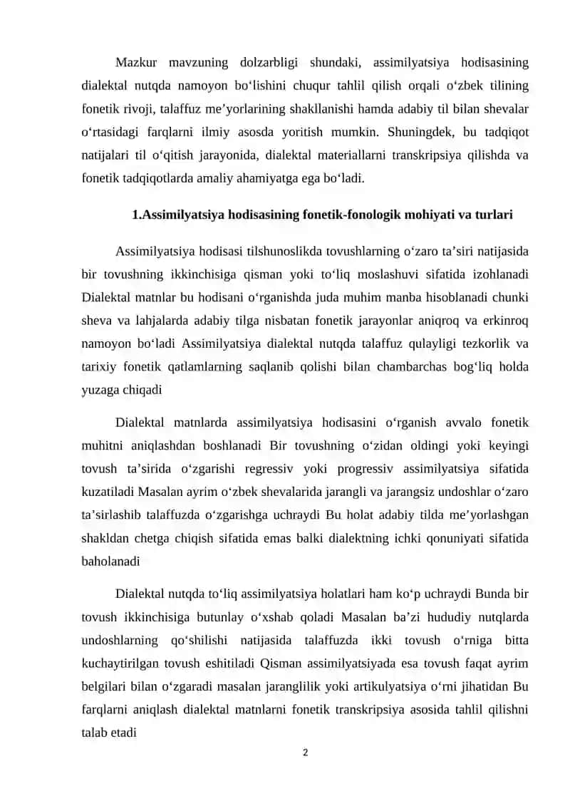 ASSIMILYATSIYA HODISASINI DIALEKTAL MATNLARDA O'RGANISH 2