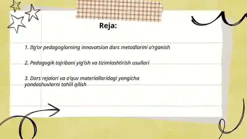Ilg'or novator - pedagoglarning ish tajribasini o'rganish 2
