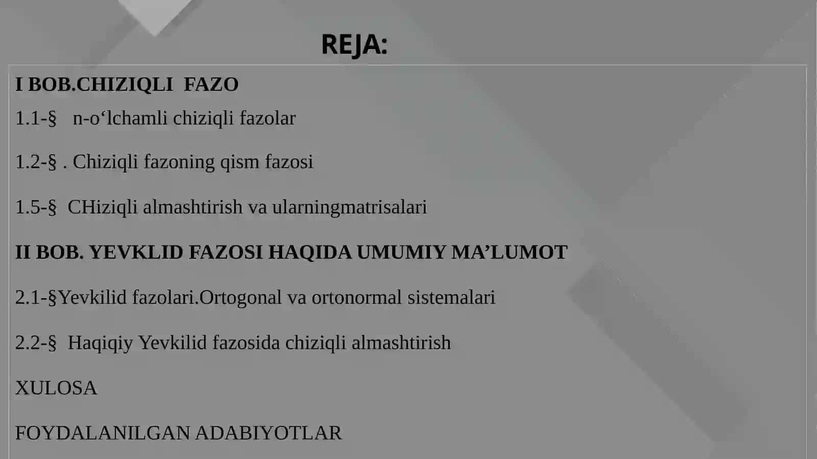 IBOB.CHIZIQLI FAZO 2