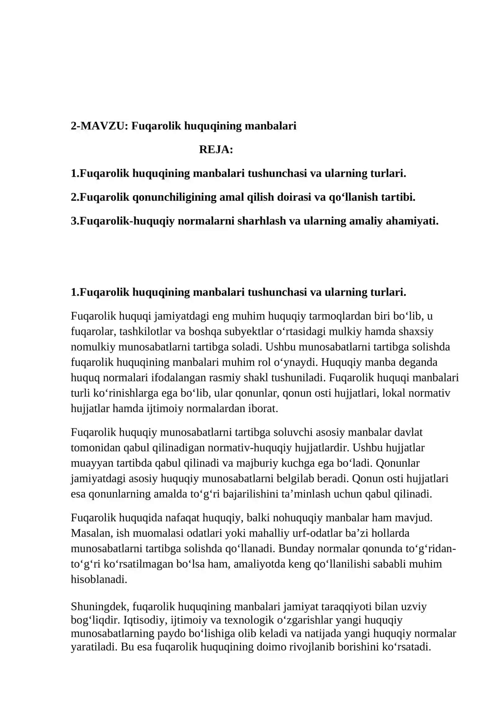 Fuqarolik huquqining manbalari 2
