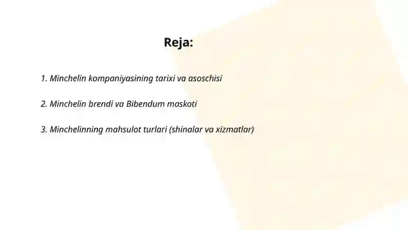 Minchelin kompaniyasi haqida 2