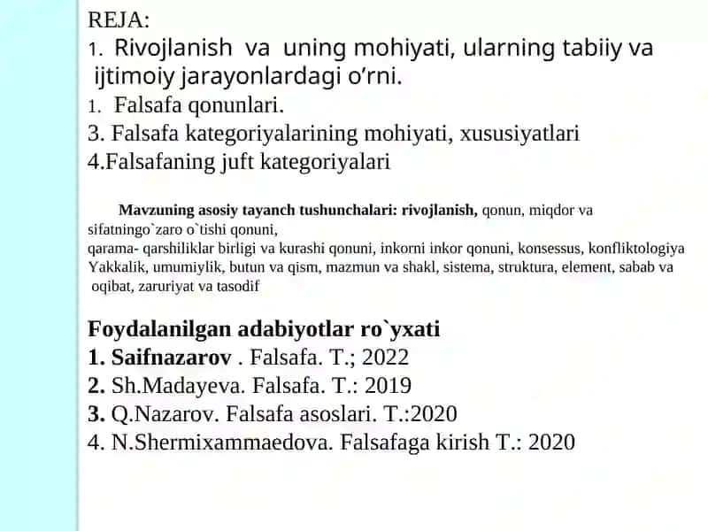 RIVOJLANISH FALSAFASI 2