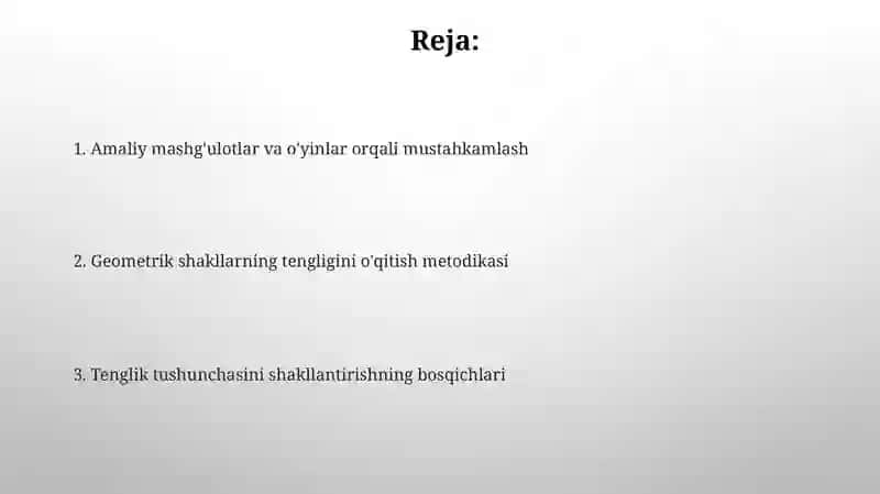 Geometrik figuralarning tengligini o‘qitish metodikasi 2