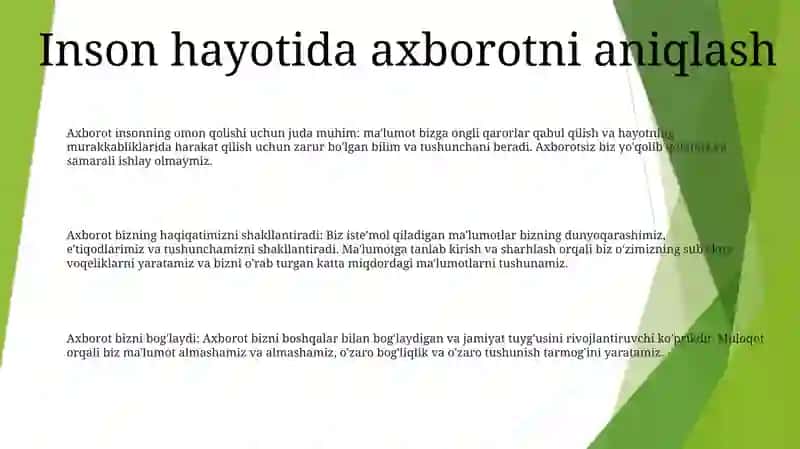 Axborot Inson Hayotining AjralmasQismiSifatida 2