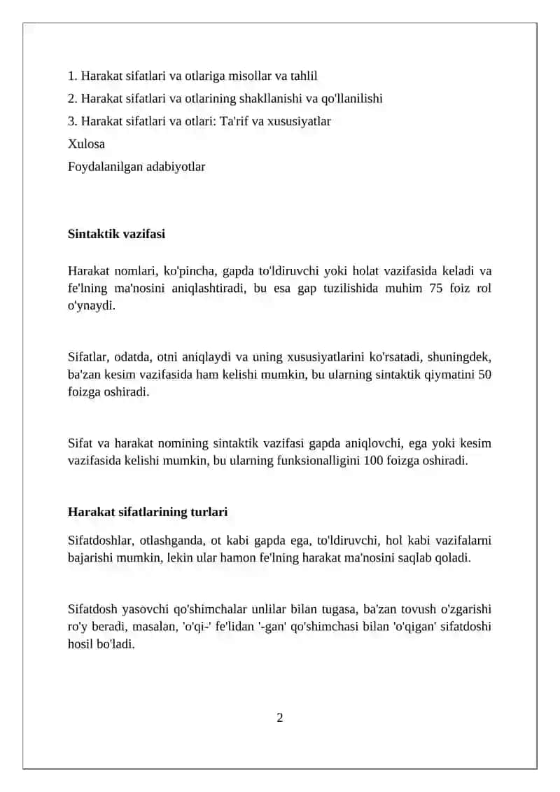 Sifatdosh va harakat nomi 2