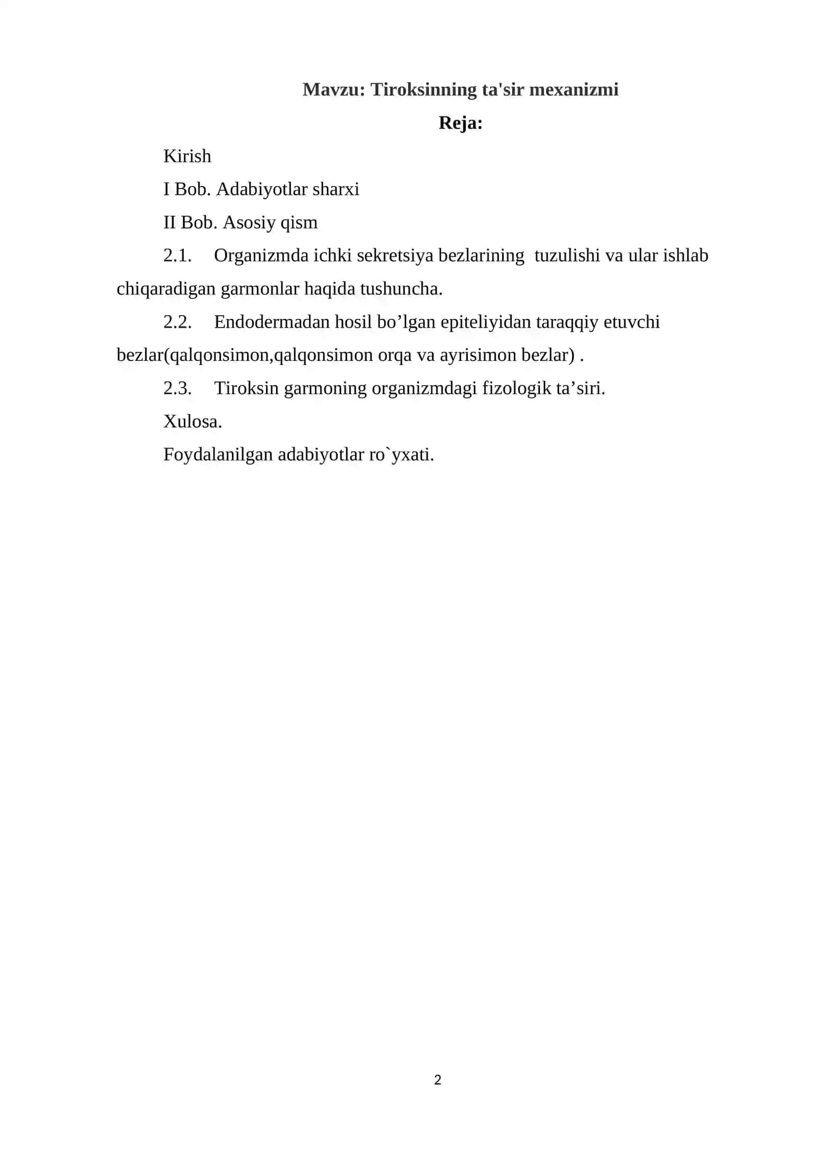 Tiroksinning ta'sir mexanizmi 2