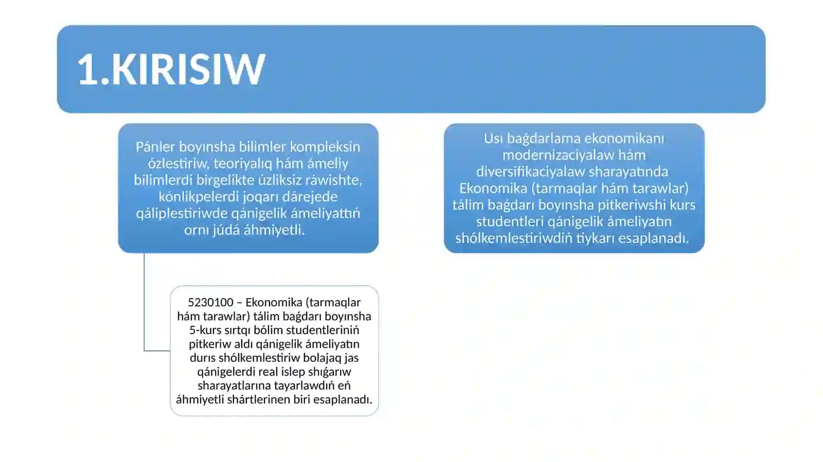 Ámeliyattıń úlgi mazmunı 2