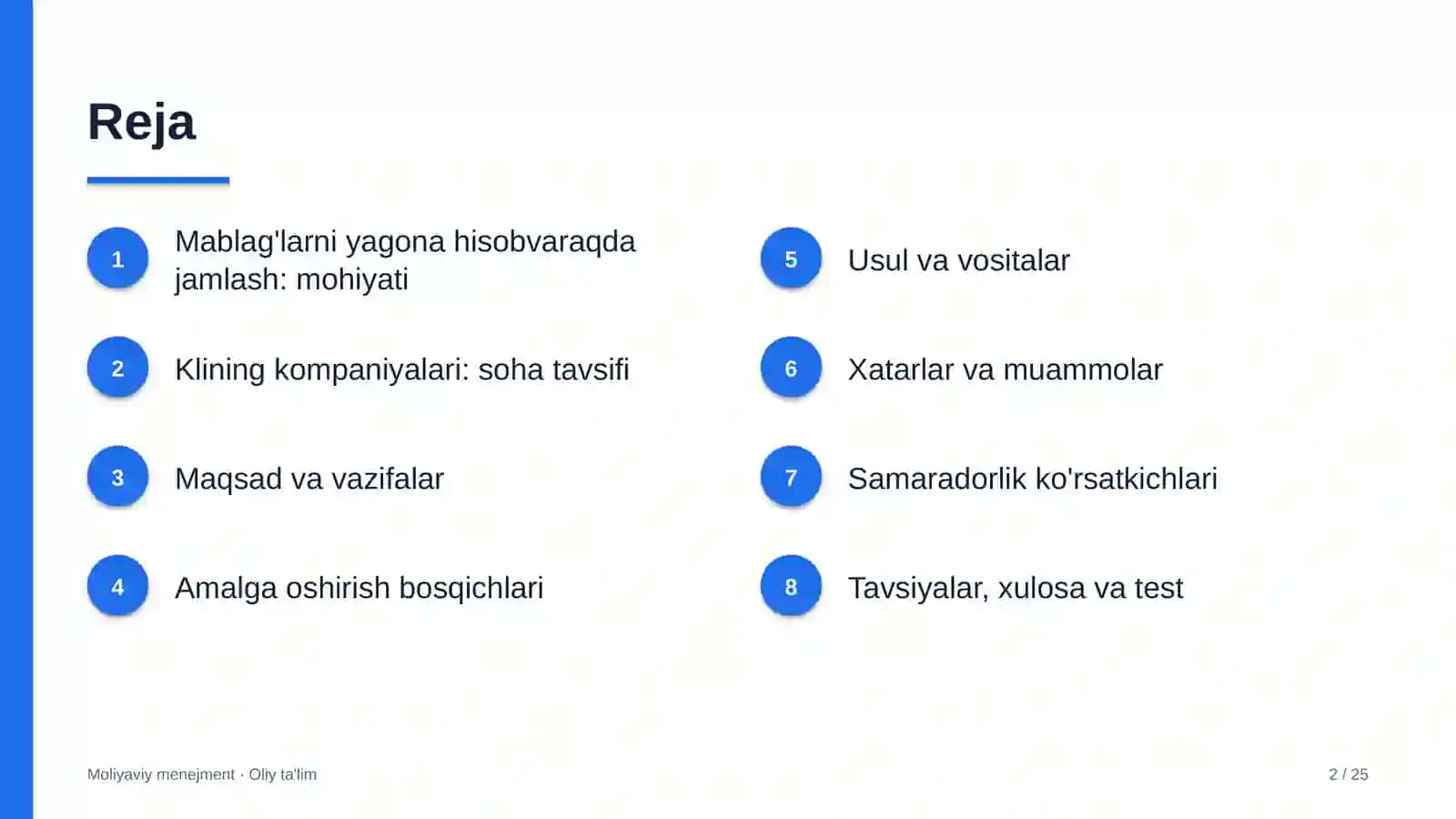 Klining kompaniyalarida pul mablag'larini yagona hisobvaraqda jamlash 2