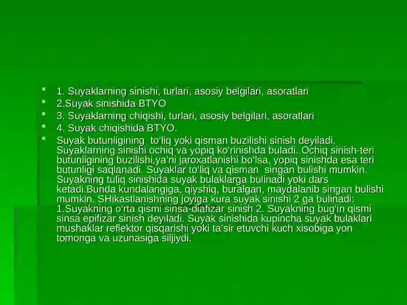 Suyaklarning sinishi va chiqishi 2