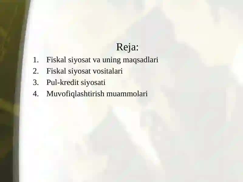 Fiskal va pul-kredit siyosatini muvofiqlashtirish muammolari 2