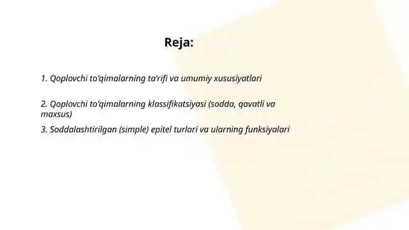 Qoplovchi toʻqimalar haqida 2