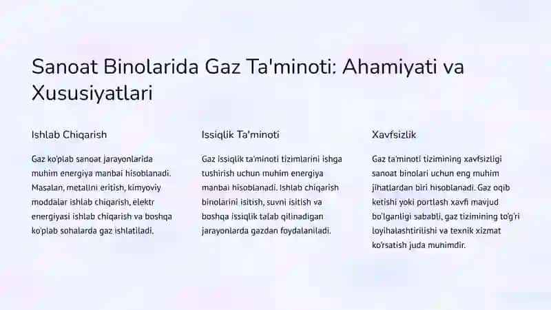 Sanoat binolarida gaz ta’minotining o‘ziga xosliklari 2