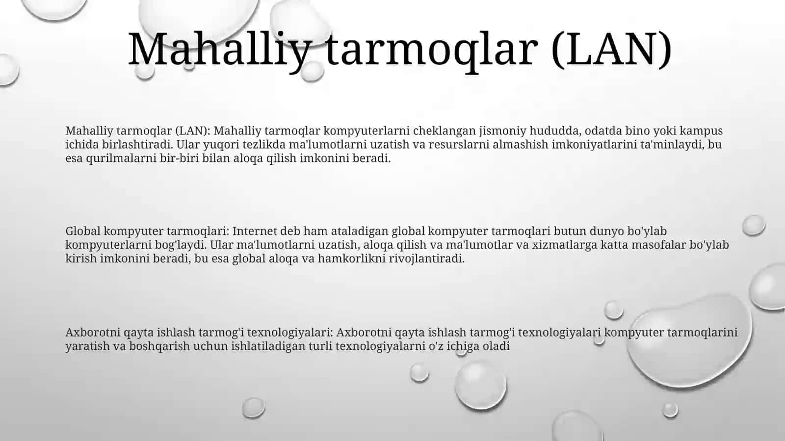 Lokal Va Global Kompyuter Tarmoqlari, Axborotlarini Qayta Ishlash Tarmoq Texnologiyalari 2