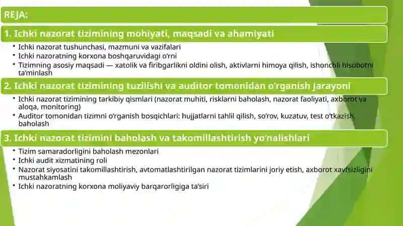 Ichkinazorat tizimini o‘rganish 2