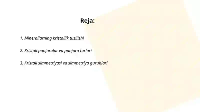 Minerallarning tuzilishi va fizik xossalari 2