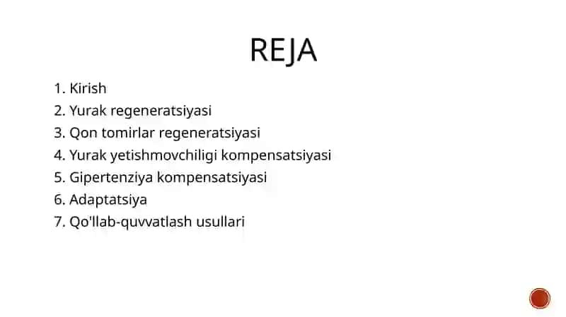 Yurak-Qon tomirlar tizimida Regenerator va Konpensator jarayonlar 2