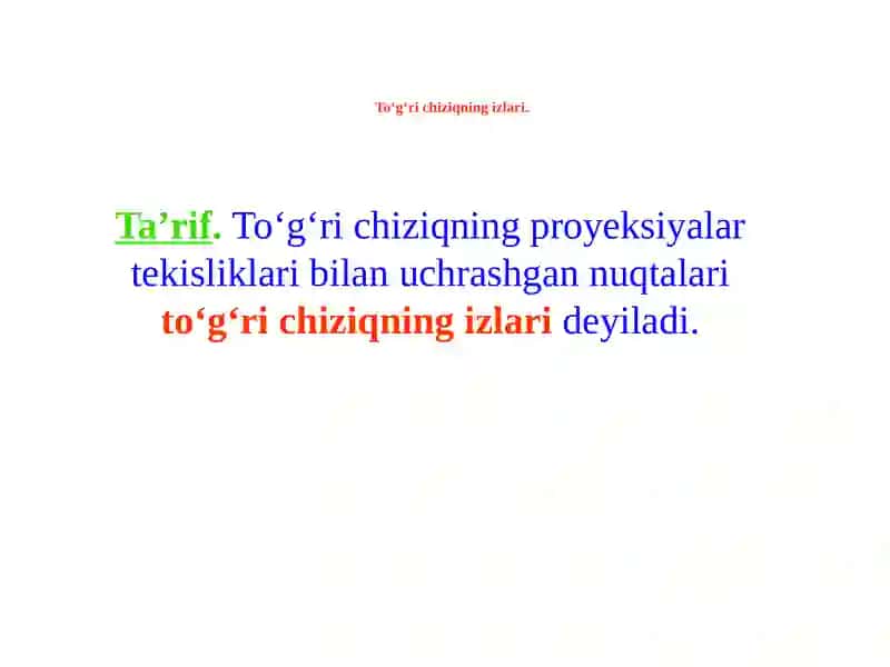 To'g'ri chiziqning izlari 2